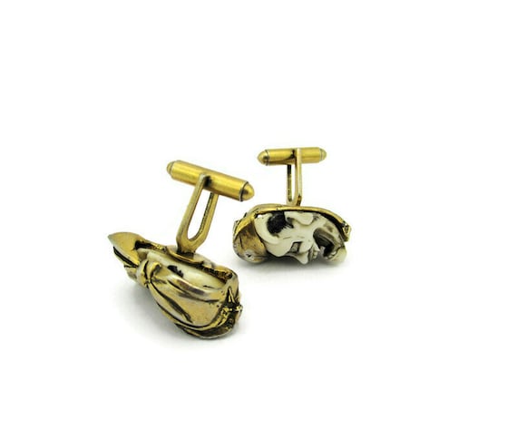 Florenza Devil Cufflinks, 24k Gold Plated Hannya … - image 2