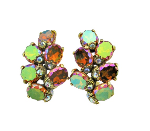 Elsa Schiaparelli Earrings/Grape Clusters/Topaz F… - image 3