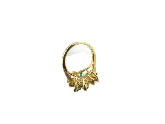 Green Navette Cocktail Ring / Emerald Austrian Cr… - image 5