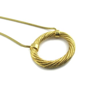 Vintage Trifari Gold Tone Snake Chain Roped Oval Pendant Choker ...
