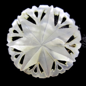 Star of Bethlehem Pin /Seven Days of Creation/Jerusalem Holyland Brooch/ Hand carved White Mother of Pearl/Luminescent MOP Shell A - 1 1/8"