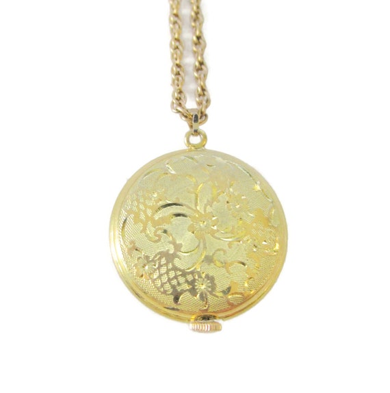 Bucherer Necklace Watch/17 Jewel Movement/Champag… - image 4