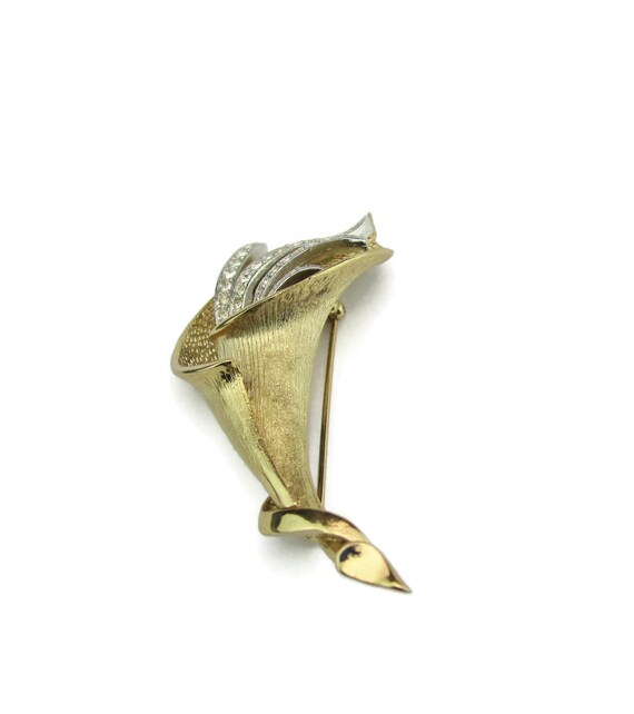 Napier Stylized Lily Brooch/ Clear Chaton Rhinest… - image 3