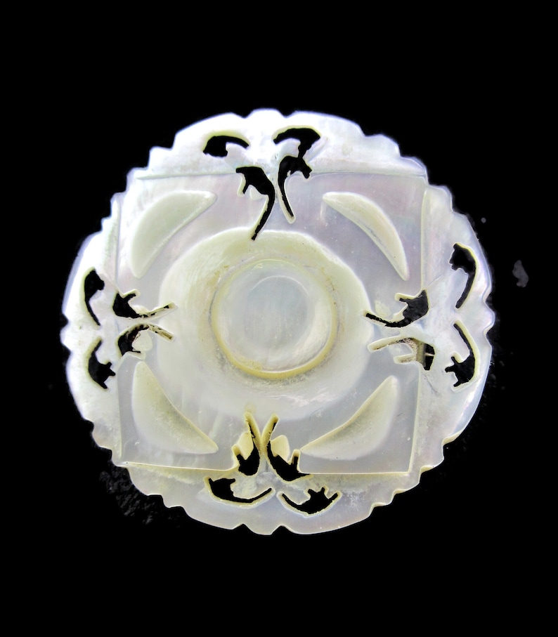 Star of Bethlehem Pin /Seven Days of Creation/Jerusalem Holyland Brooch/ Hand carved White Mother of Pearl/Luminescent MOP Shell B - 1 3/8"