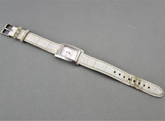 TOMMY HILFIGER Quartz Watch/white Leather Band/oblong Silver  display picture 3
