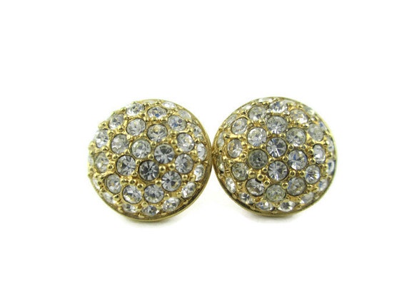 Vintage Signed Swarovski Pave Crystal  Small Dome… - image 3