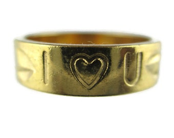 Vintage I Love U 14kt HGE SweetHeart Ring Size - Gold over Sterling