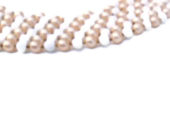 Vintage Faux Champagne Pearl Milk Glass 6 Strand … - image 2