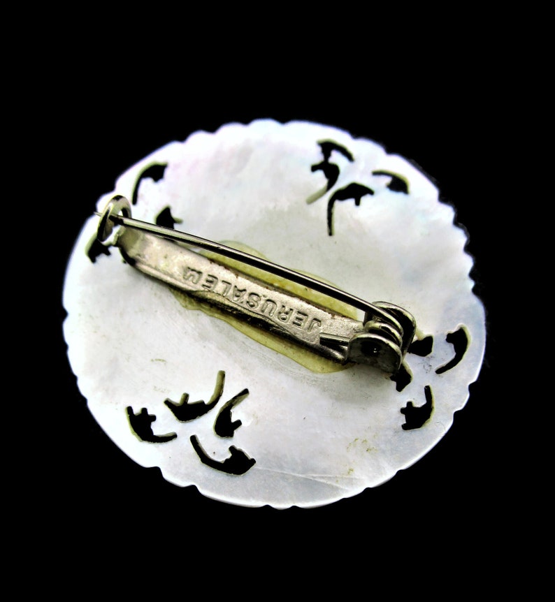 Star of Bethlehem Pin /Seven Days of Creation/Jerusalem Holyland Brooch/ Hand carved White Mother of Pearl/Luminescent MOP Shell image 9