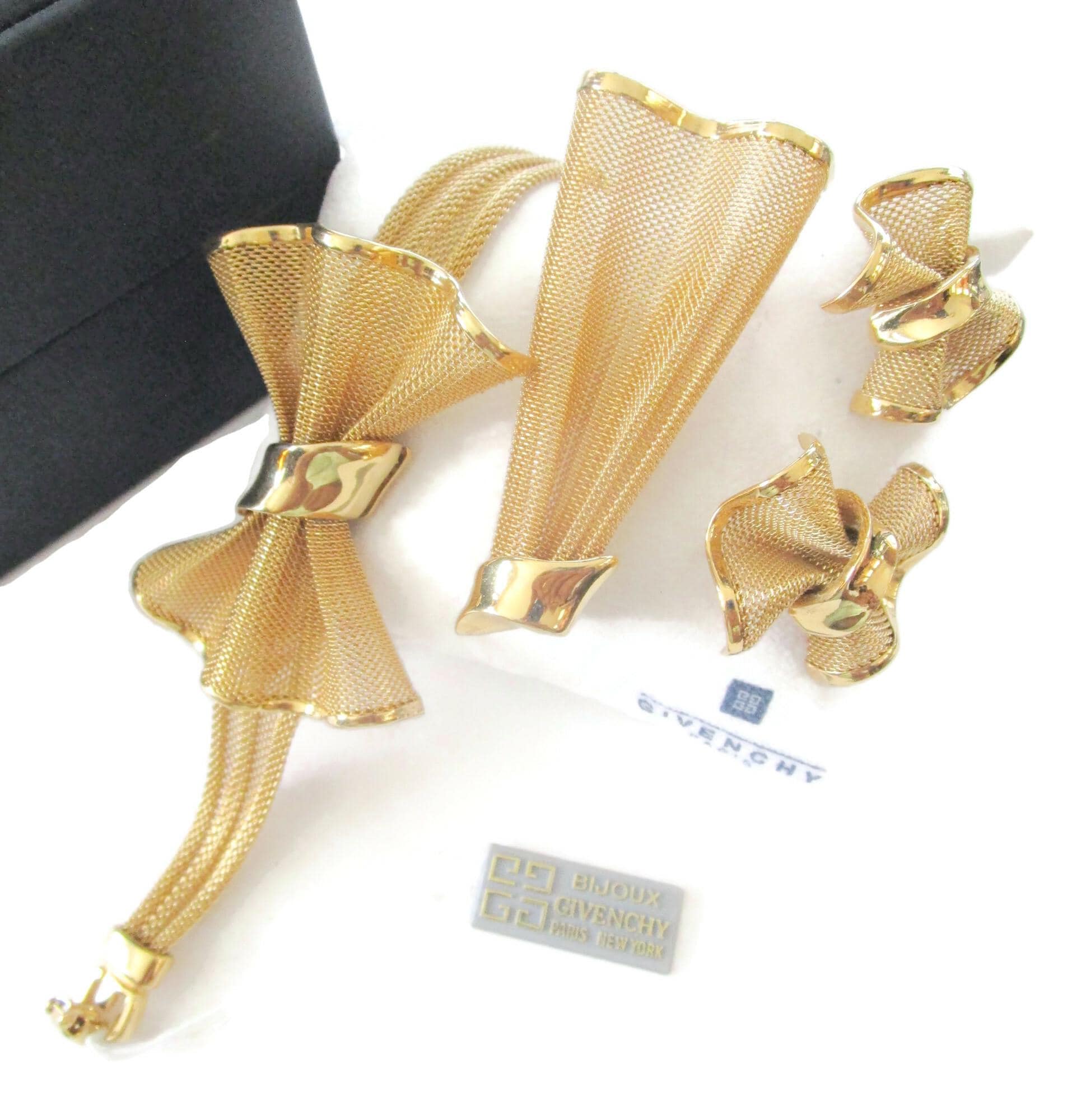 【サイズ交換ＯＫ】 Givenchy Brooch Earrings Mesh Collection/golden Bow 時計