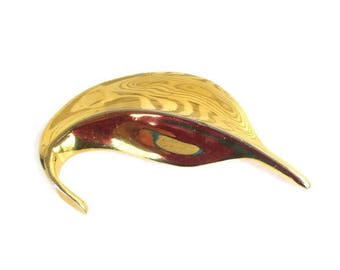 Vintage Large Goldtone Leaf Motif Brooch Pin