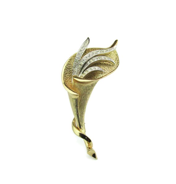 Napier Stylized Lily Brooch/ Clear Chaton Rhinest… - image 4