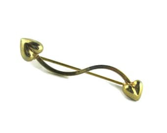 Vintage 12k Gold Filled Heart Wave Bar Pin