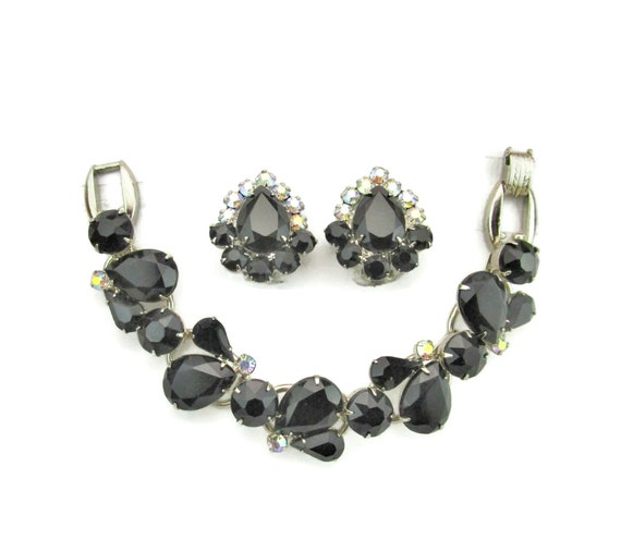 JULIANA D&E Bracelet Earrings Demi Parure/Jet Bla… - image 3