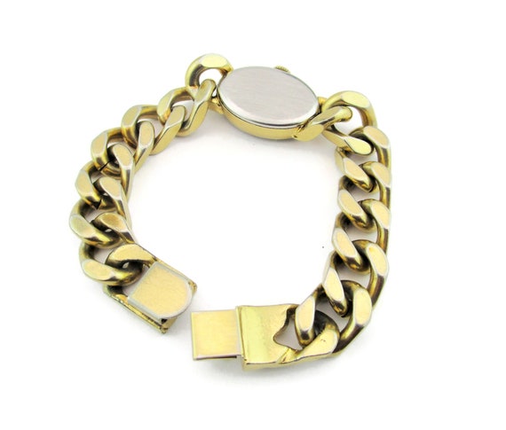 PEDRE 17 Jewels Swiss Watch/chunky Gold Plated Curb Link Bracelet