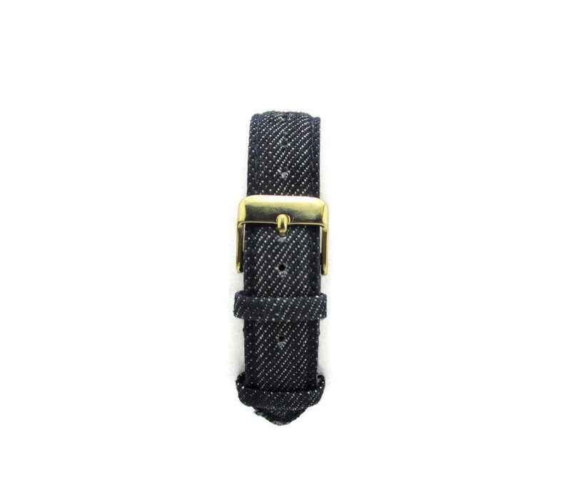 Gruen Oversized Denim Watch/ Big Numerals/ Gold Tone Crystal  display picture 1