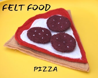 Felt Food for Play, Bear's Felt Food PEPPERONI PIZZA, Imaginary Play, Kids Pretend Play, Ready to Ship