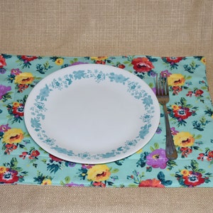 Pioneer Woman Fabric Placemats, Set of 4, Reversible, Ready to Ship