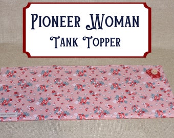 Pioneer Woman Fabric Toilet Tank Topper, Small Table Runner, Bathroom Decor, Read to Ship