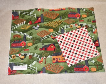 Farmyard Dish Drying Mat with BONUS Non Slip Counter Mat, Dish Drainer, Kitchen Decor, Counter Mat, Ready to Ship