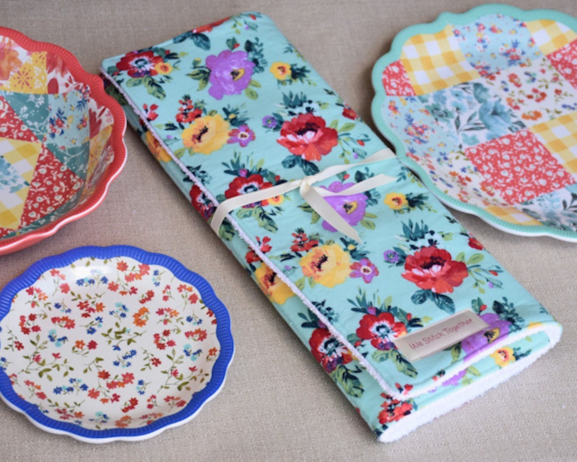 Pioneer Woman Fabric Dish Drying Mat Kitchen Counter Mat Etsy