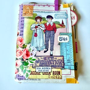 Small Scrappy Junk Journal - Handmade - Vintage Book Pages - With Ephemera
