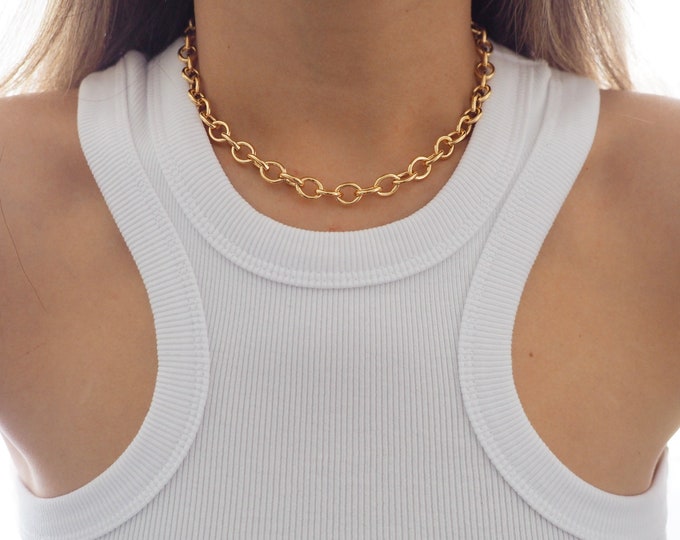14k Gold Filled Chunky 10mm Oval Chain Necklace | VERSION 2.0 | Real Gold Jewelry