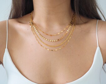 14k Gold Filled Mixed Chain Multi Layered Necklace