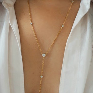 14k Gold Filled with CZ Diamonds Braided Rope Body Chain image 10