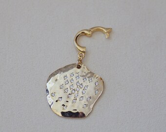 14k Gold Vermeil CZ Rain Puddle Charm Pendant