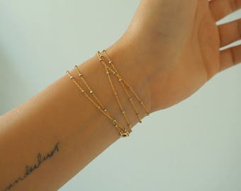 14k Gold Filled Speckled Chain Bracelet & Necklace | Multiway Necklace