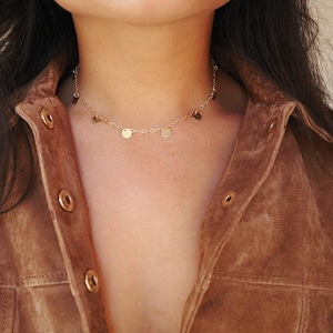 Collana girocollo con moneta riempita in oro 14k - Delicato stile Shaker