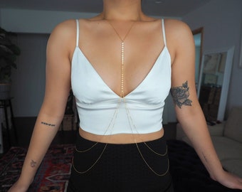 14k Gold Filled Double Layer DRAPED BACK Coin Line Body Chain / Dainty Gold Body Chain / Real Gold Body Chain / Dainty Jewelry