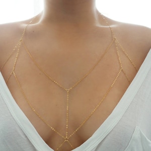 14k Gold Filled Body Chain Bralette: Dainty Halter Top