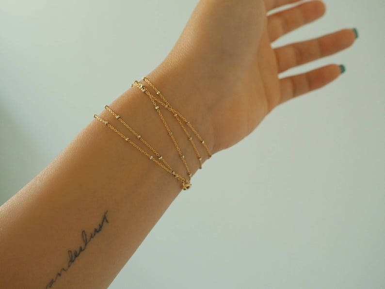 14k GOLD Speckled Chain Multi Way Bracelet /& Necklace Dainty Bracelet Real Gold Jewelry Real Gold Bracelet Wrap Bracelet