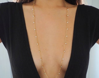 14k Gold Filled Hanging CZ Diamonds Multiway Necklace, Belly Chain & Wrap Bracelet | Version 2.0