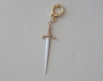 14k Gold Vermeil Sterling Silver Sword Charm Pendant