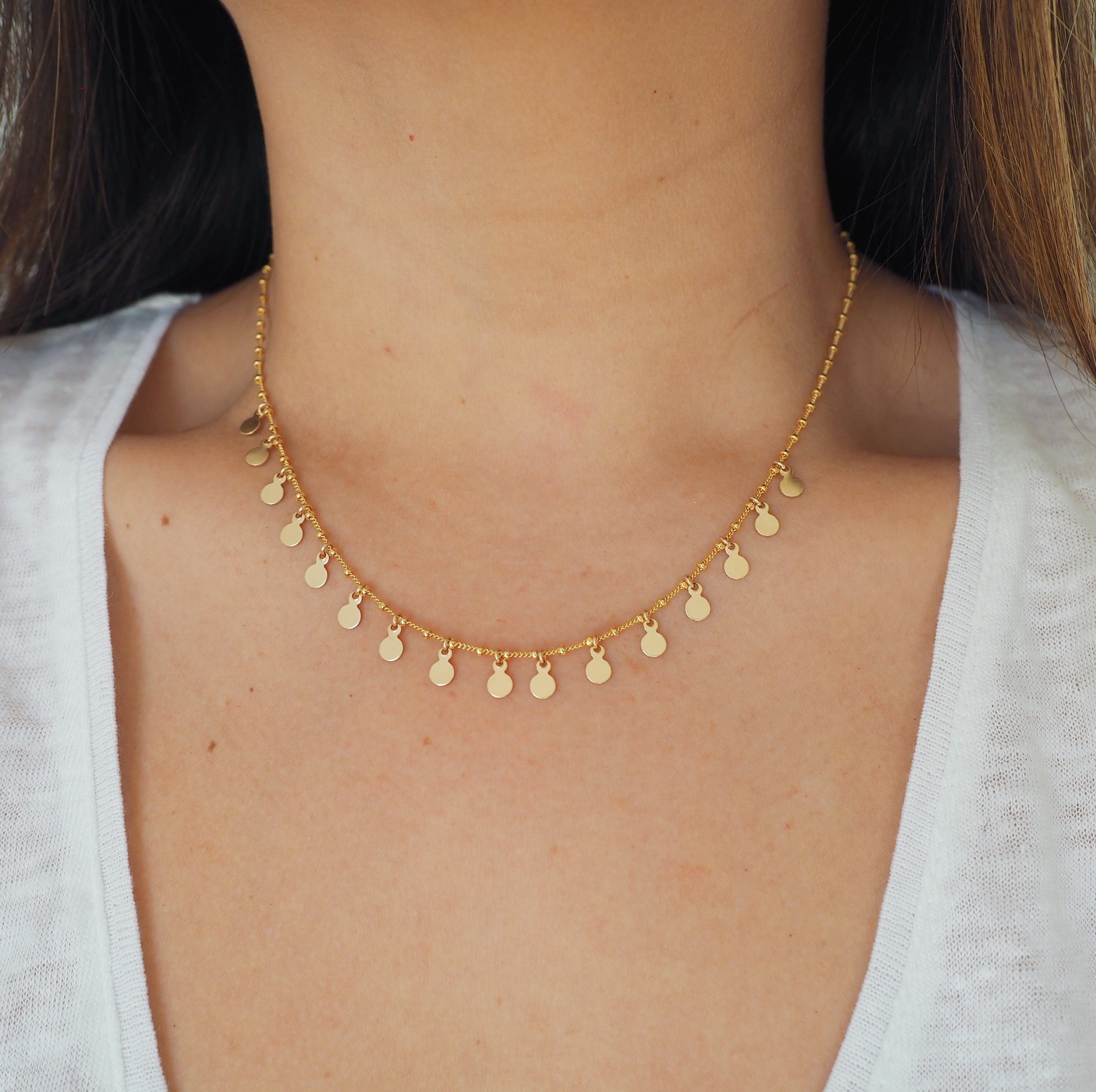 14k Gold Filled Tiny Coins Shaker Necklace 
