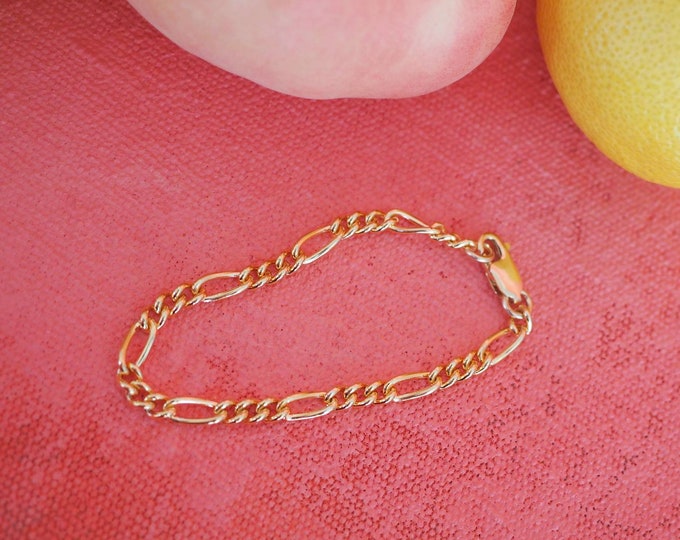 14k Gold Filled Figaro Chain Bracelet | Thick | Real Gold Bracelet