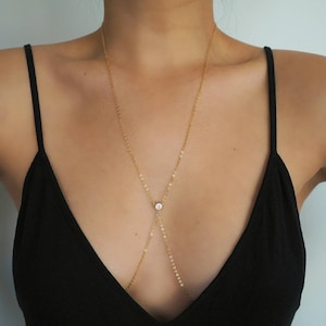 Classic with CZ Diamond 14k Gold Filled Dainty Body Chain