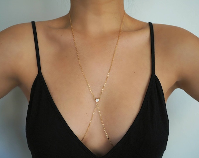 Classic with CZ Diamond 14k Gold Filled Dainty Body Chain | Real Gold Body Chain