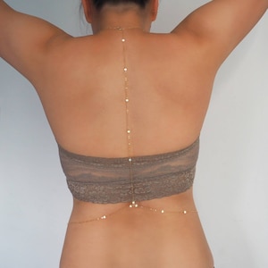 14k Gold Filled Body Chain: Dainty Reversible Coin Back Chain