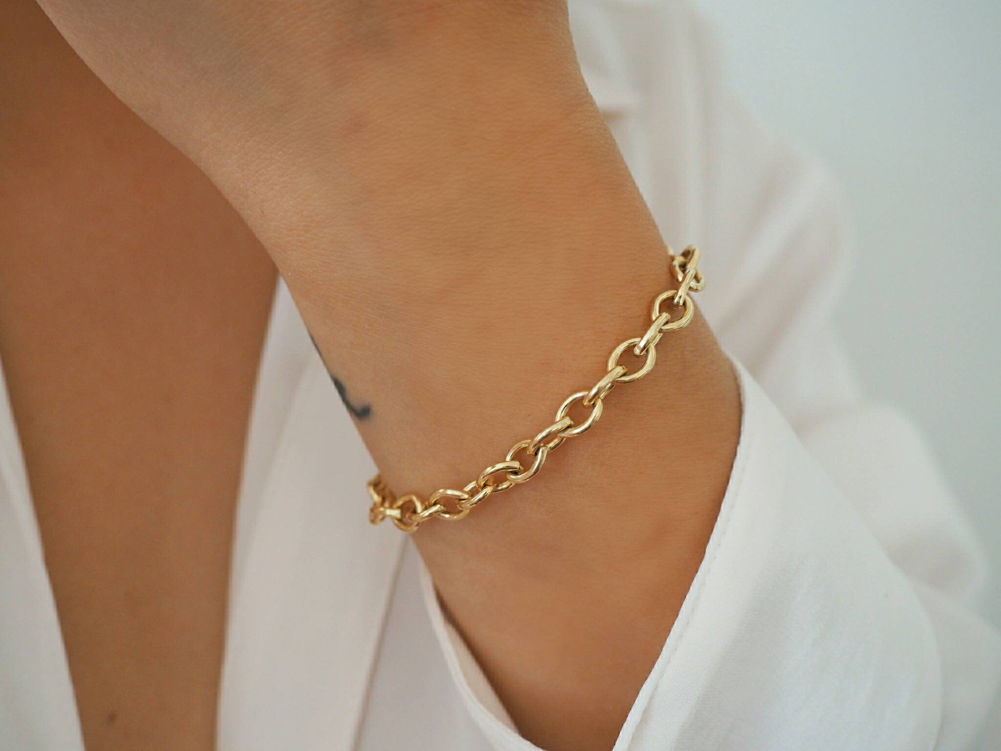 14k Gold Filled SMOOTH 7mm Chunky Bracelet Real Gold Bracelet Etsy