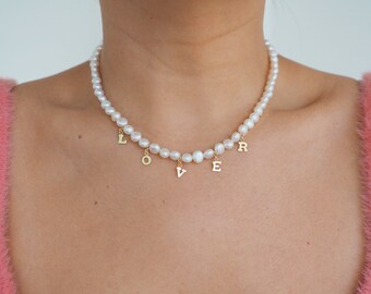 14k Gold Filled “LOVER” Freshwater Pearl Necklace