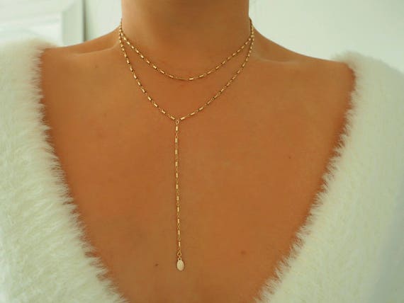 Collana Lunga A Y Lariat, Stile Boho Vintage, Con Goccia, In Lega Dorata, Minimalista, Fatta A Mano