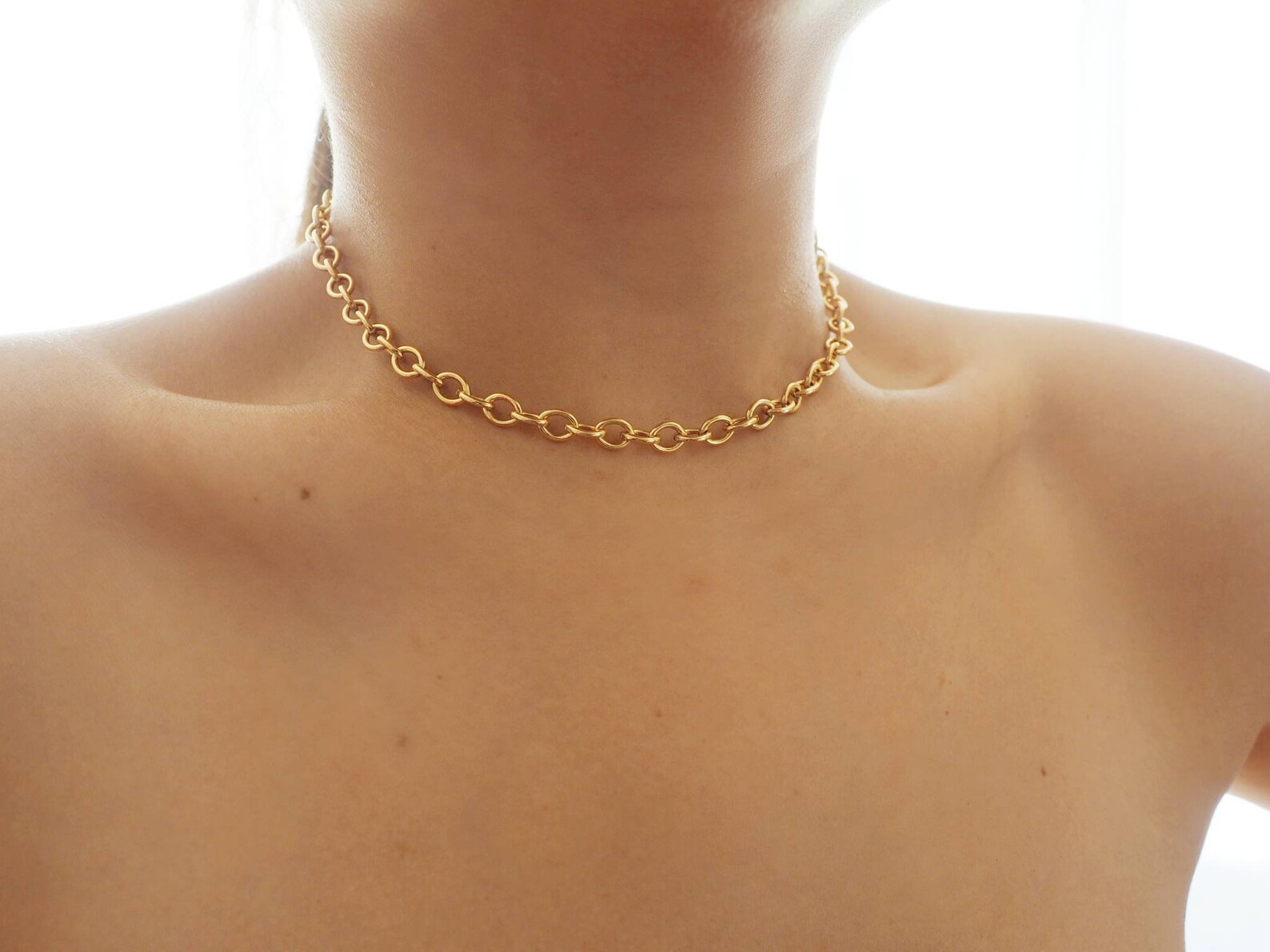 14k Gold Filled SMOOTH 7mm Chunky Chain Necklace Real Gold Etsy