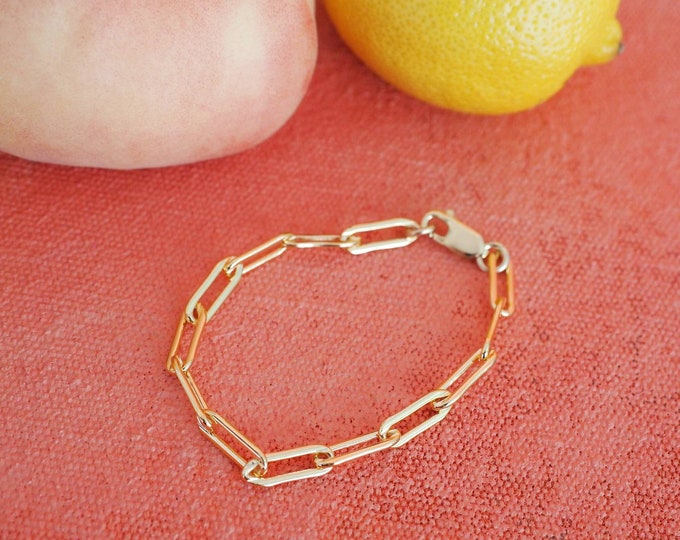 14k Gold Filled Paperclip 15mm Chain Bracelet | Thick | Real Gold Bracelet