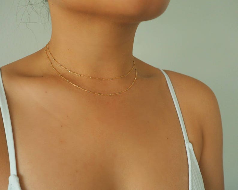 14k GOLD Speckled Chain Multi Way Bracelet /& Necklace Dainty Bracelet Real Gold Jewelry Real Gold Bracelet Wrap Bracelet