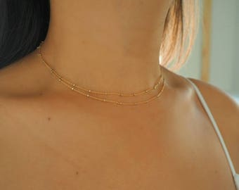 14k Gold Filled Speckled Chain Necklace and Bracelet | Multiway Necklace | Real Gold Necklace