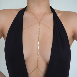 14k Gold Filled Coin Line Double Layer Body Chain Bra | VERSION 2.0